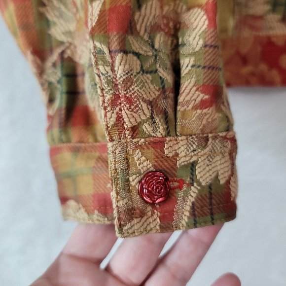 Vtg My Boyfriends Back Womens Denim Jacket Floral Patchwork Pattern Rose Buttons - Picture 4 of 16